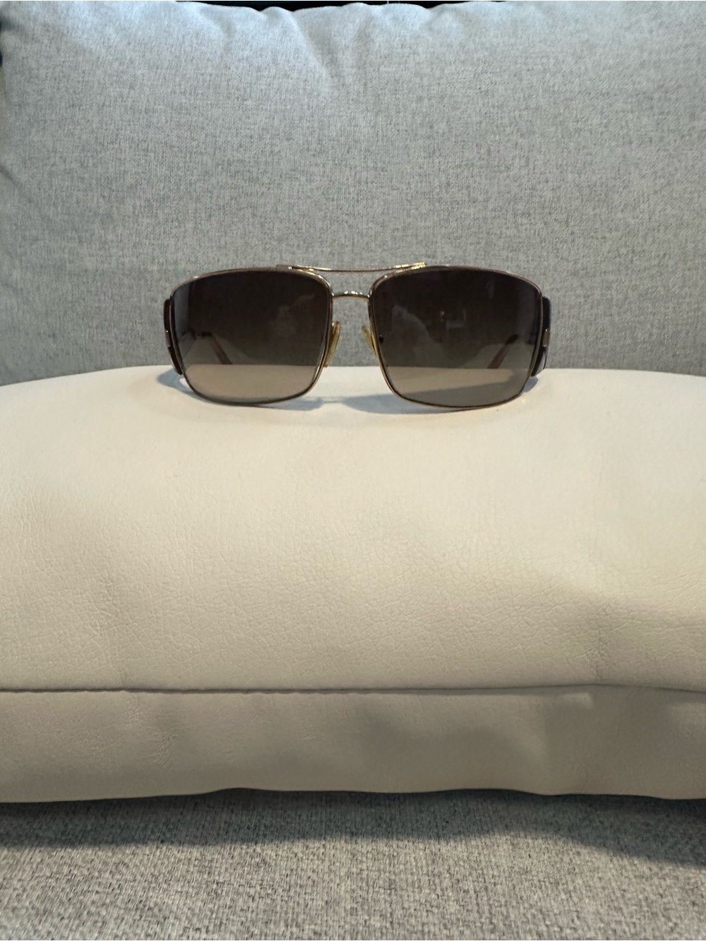 Prada Brown Tortoiseshell Shield Sunglasses with Gold Accents